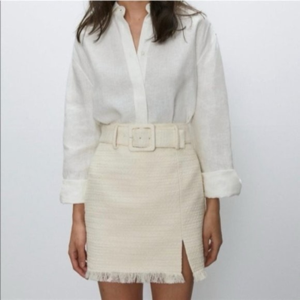 Aritzia/Babaton Pristina Cream Tweed Mini Skirt Size 4